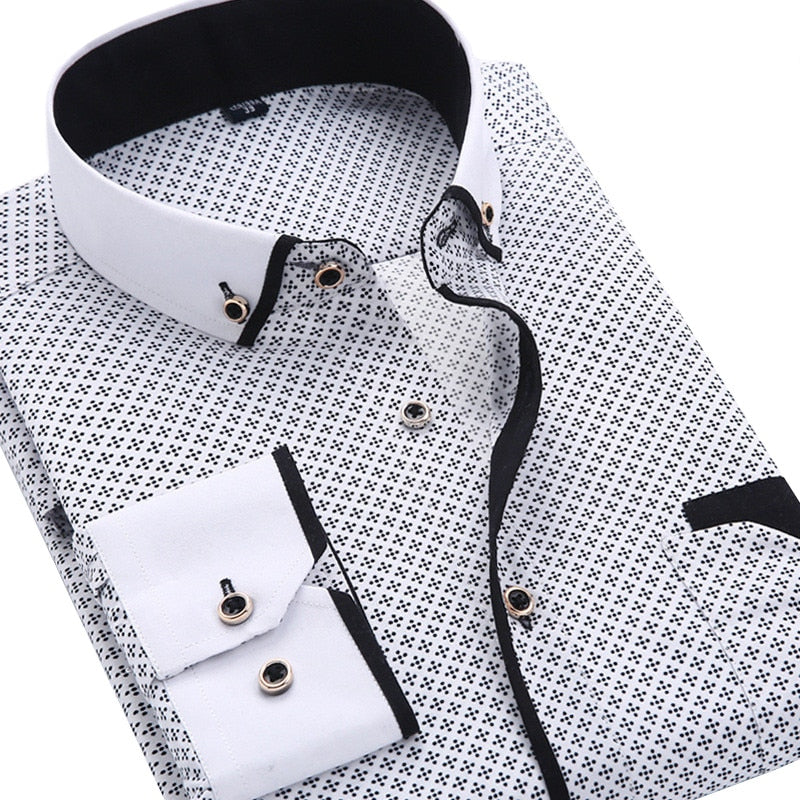 Men's Long Sleeved Printed Button Down (Slim Fit)