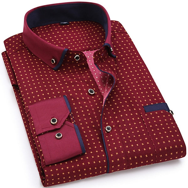 Men's Long Sleeved Printed Button Down (Slim Fit)