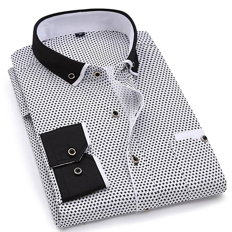 Men's Long Sleeved Printed Button Down (Slim Fit)