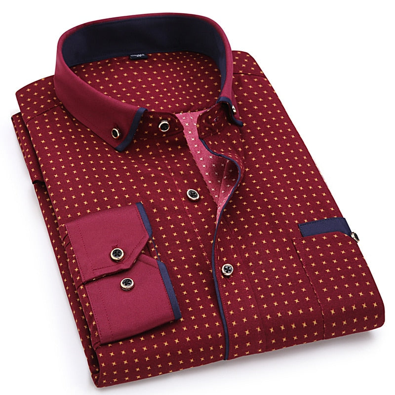 Men's Long Sleeved Printed Button Down (Slim Fit)